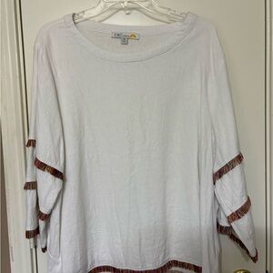 C&C California White Blouse with Colorful Fringe